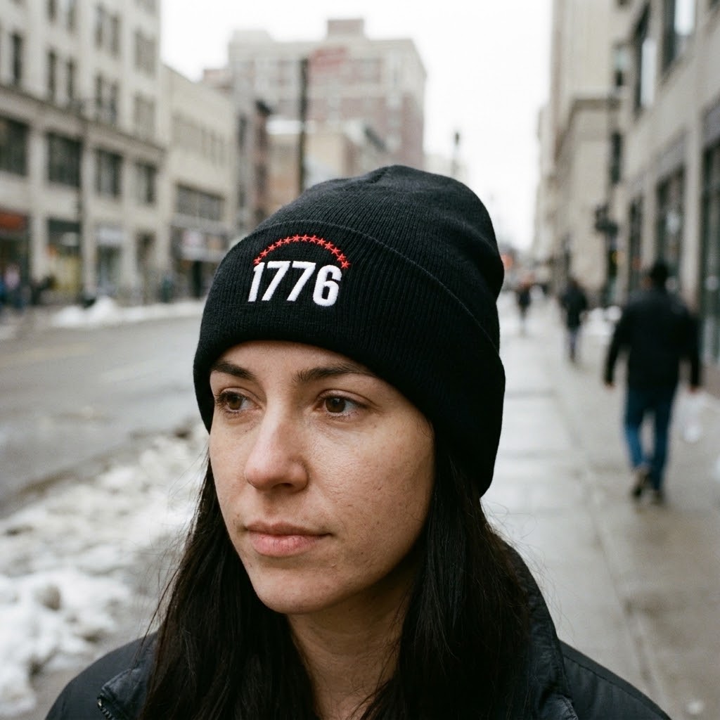 1776 thirteen stars beanie — Size: One size, Color: Black