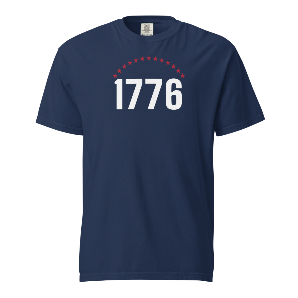 1776 thirteen stars heavyweight tee — Size: 2XL, Color: Granite