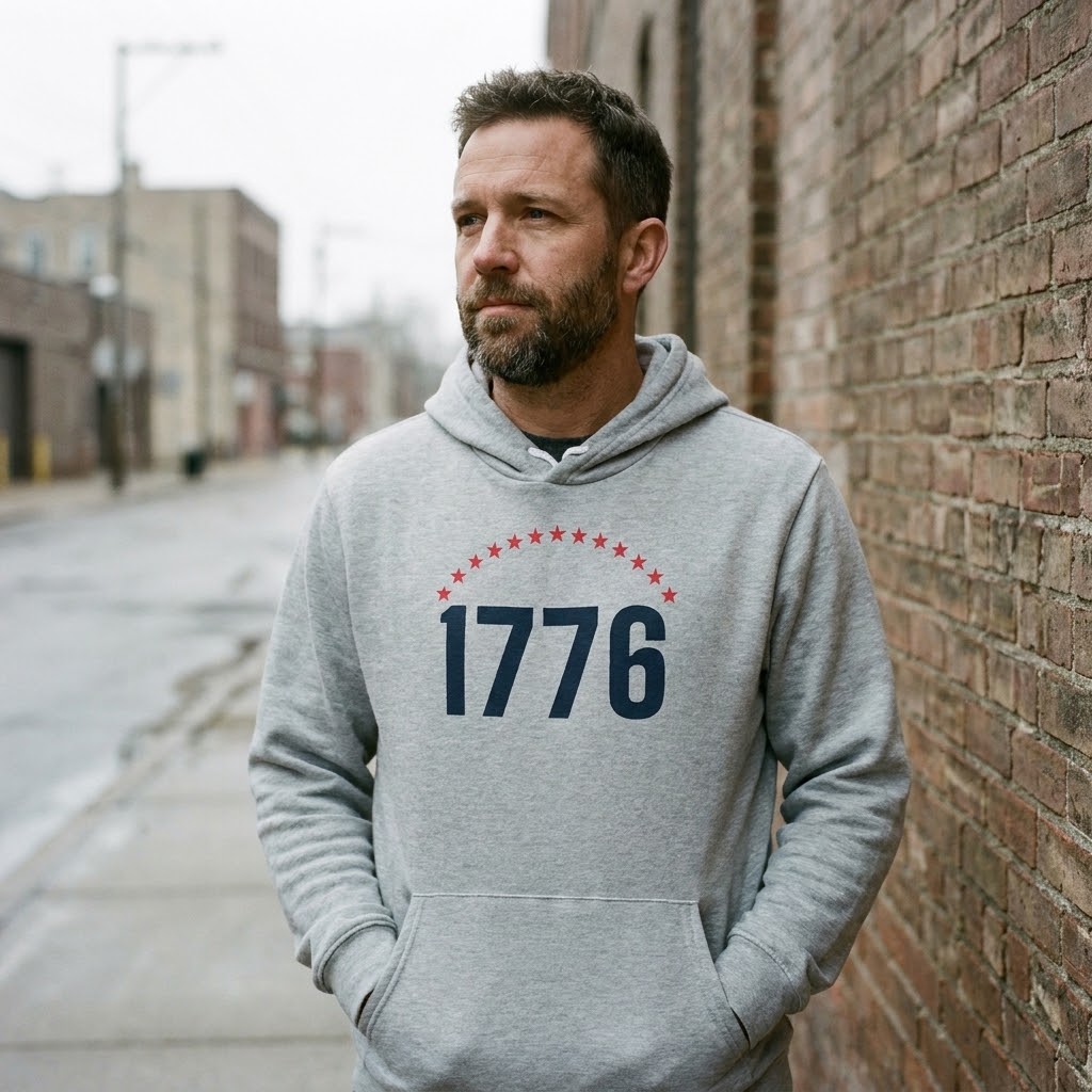 1776 thirteen stars hoodie — Size: L, Color: Black