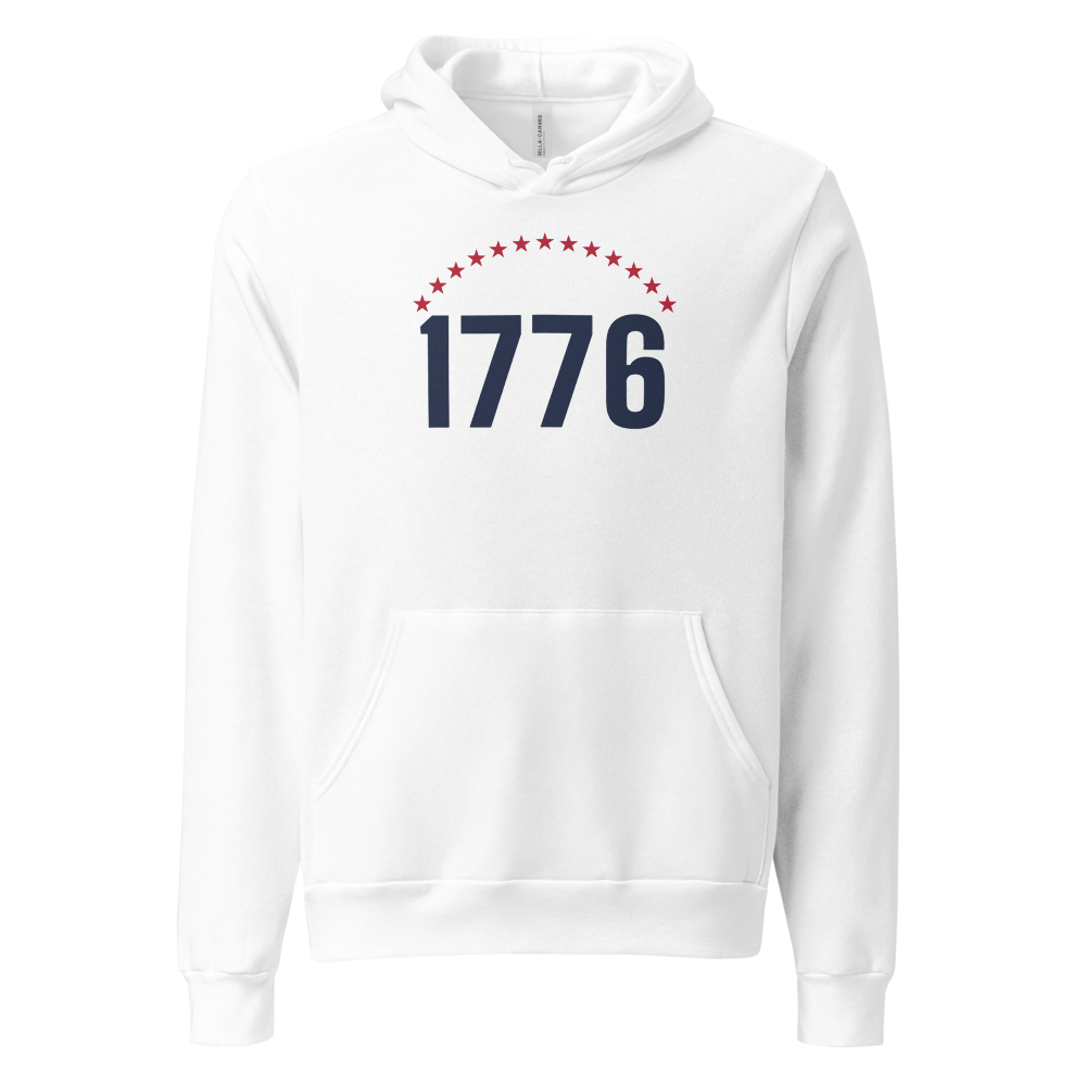 1776 thirteen stars hoodie — Size: 2XL, Color: White