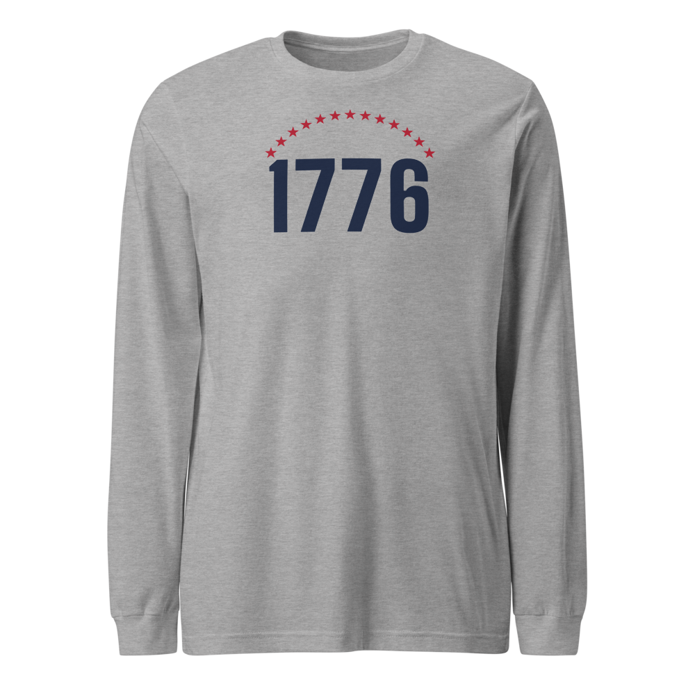 1776 thirteen stars long-sleeve tee — Size: XL, Color: Athletic Heather