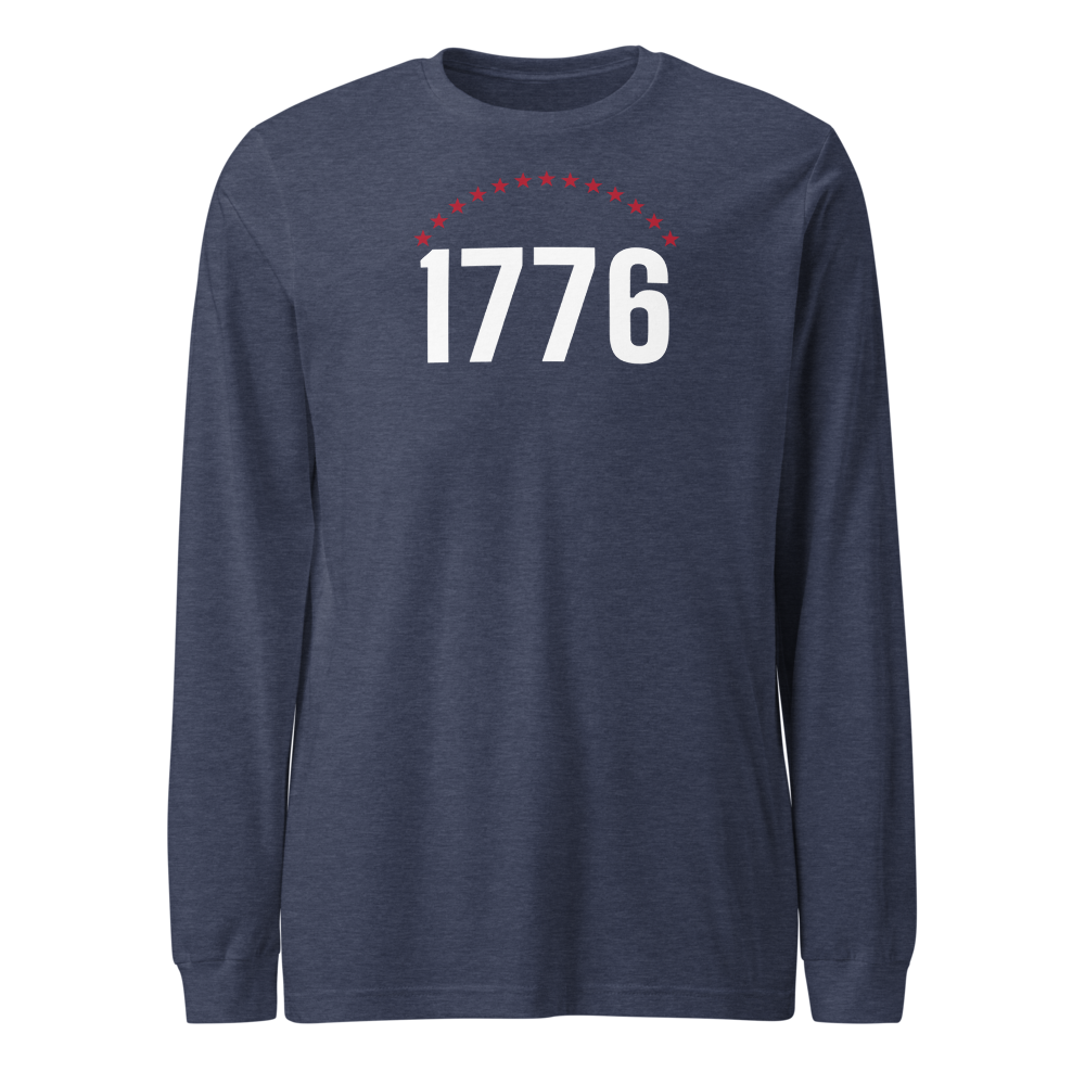 1776 thirteen stars long-sleeve tee — Size: L, Color: Athletic Heather