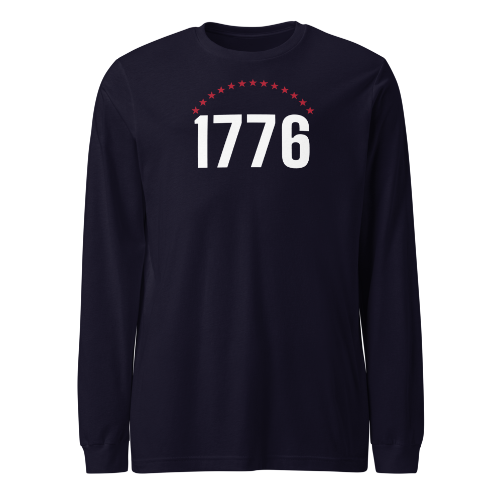 1776 thirteen stars long-sleeve tee — Size: L, Color: Black