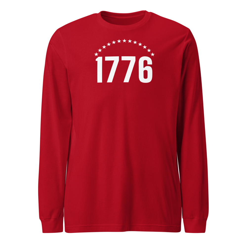 1776 thirteen stars long-sleeve tee — Size: M, Color: Athletic Heather