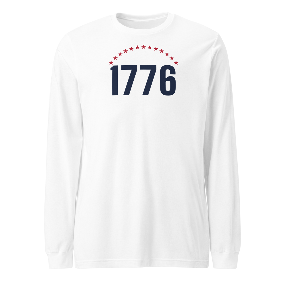 1776 thirteen stars long-sleeve tee — Size: XL, Color: Heather Navy