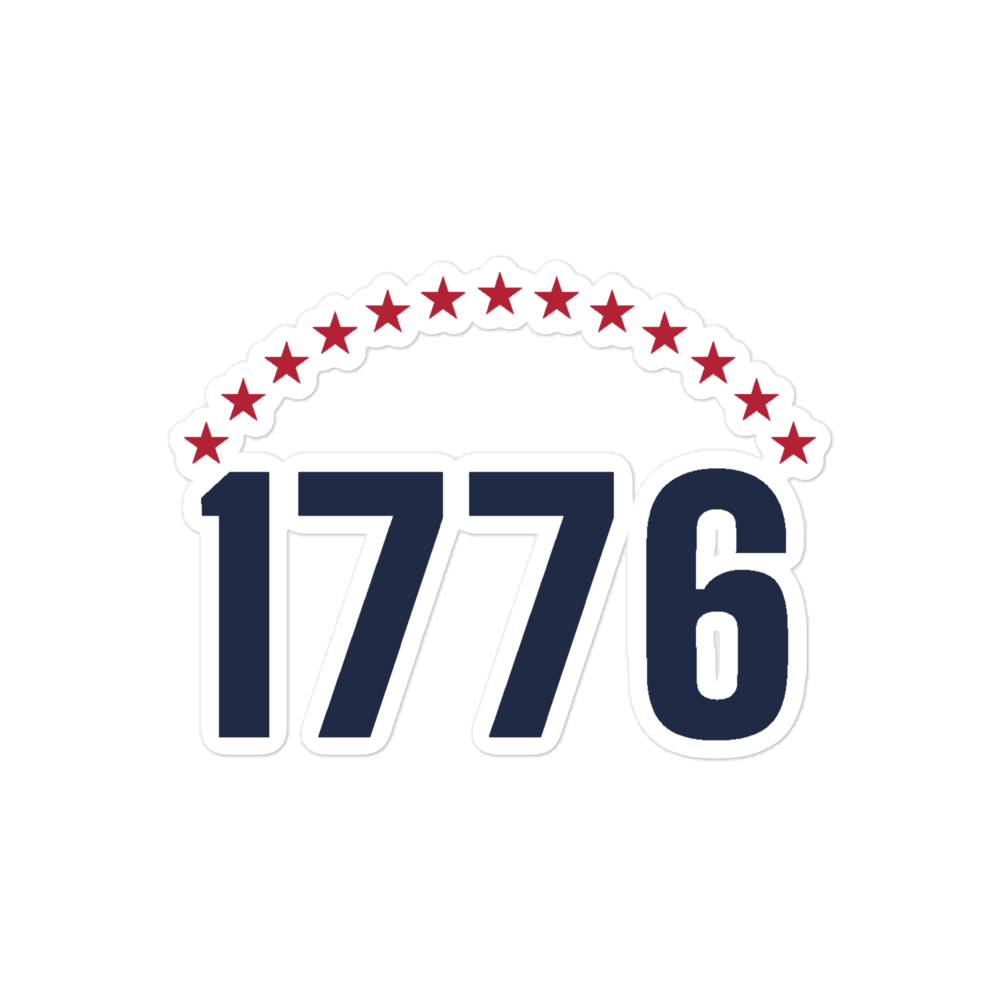 1776 thirteen stars sticker — Size: 3″×3″, Color: White