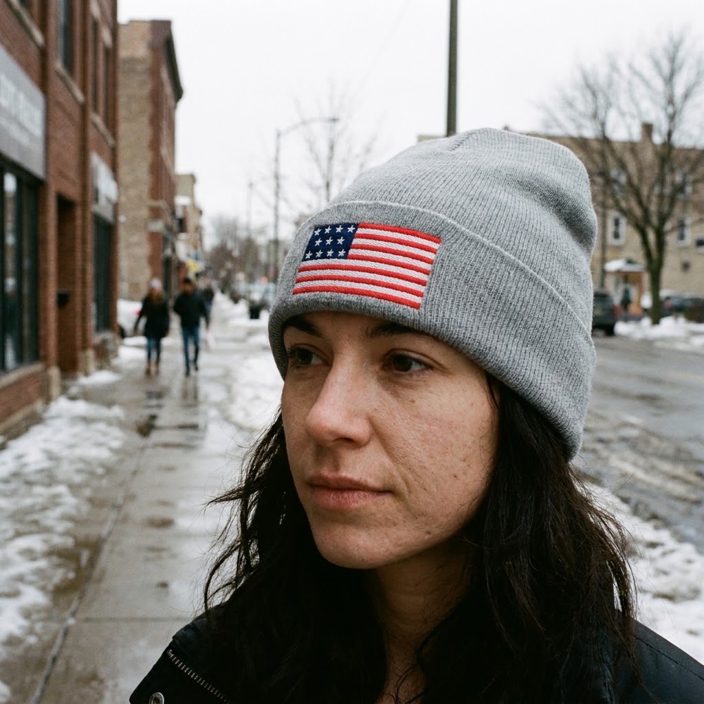 American flag beanie — Color: Heather Grey, Size: One size