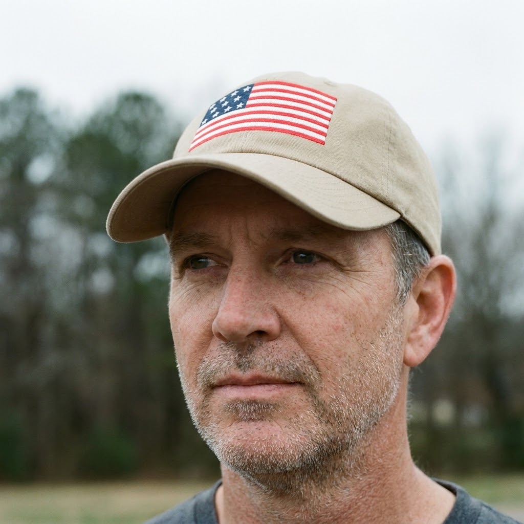 American flag dad hat — Size: One size, Color: Stone