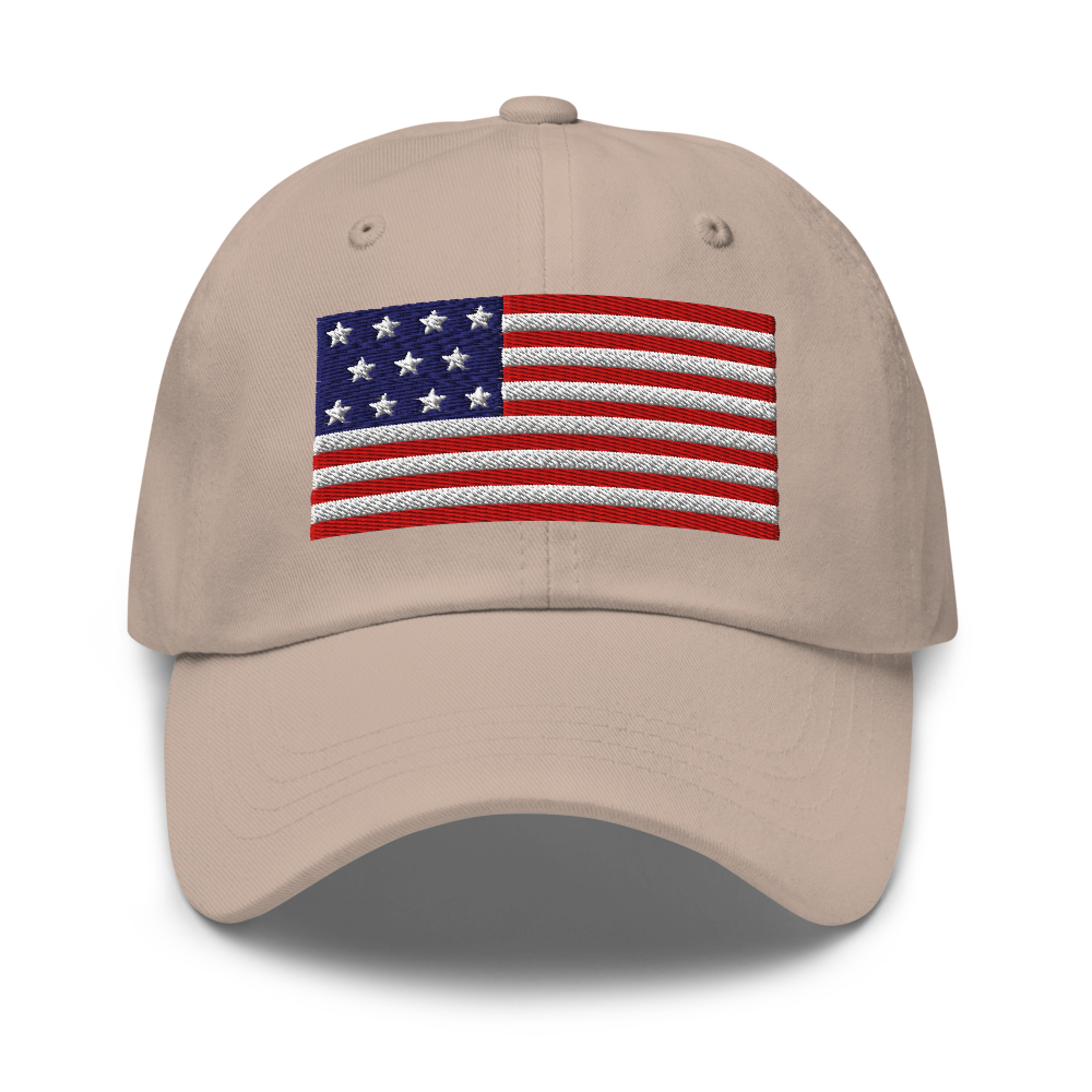 American flag dad hat — Size: One size, Color: Khaki
