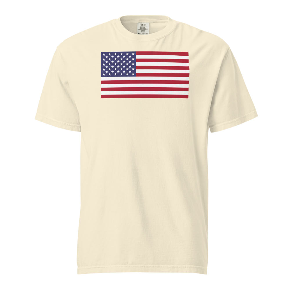 American flag heavyweight tee — Size: 3XL, Color: Black