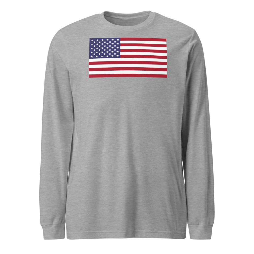 American flag long-sleeve tee — Size: L, Color: Black