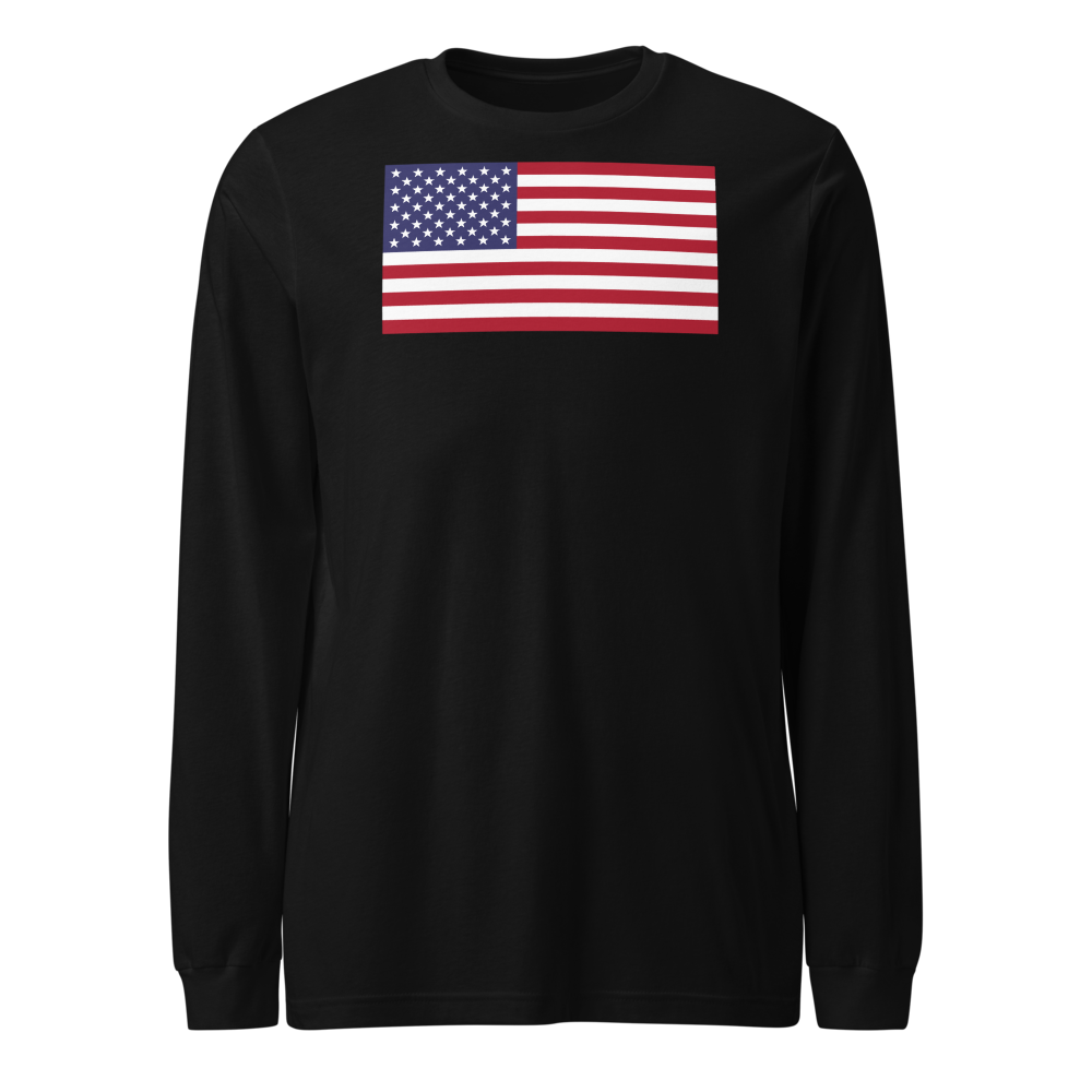 American flag long-sleeve tee — Size: 2XL, Color: Heather Navy