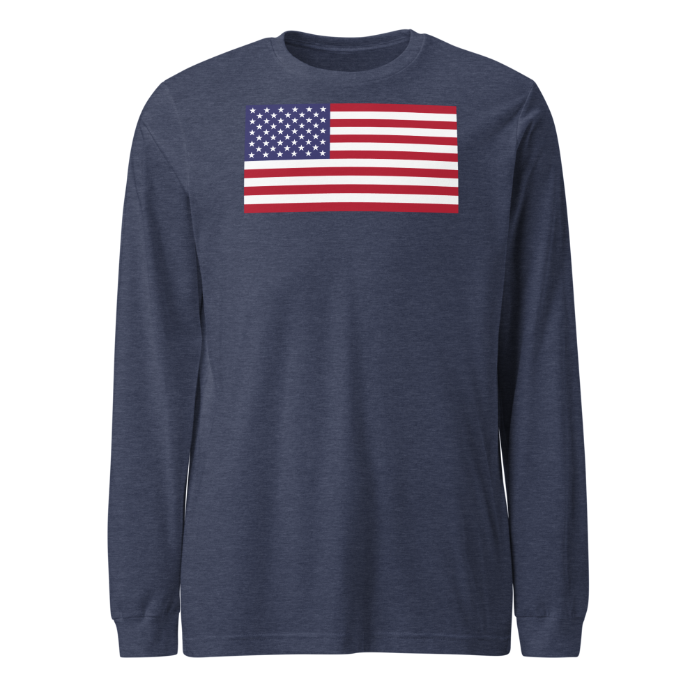 American flag long-sleeve tee — Size: S, Color: Black
