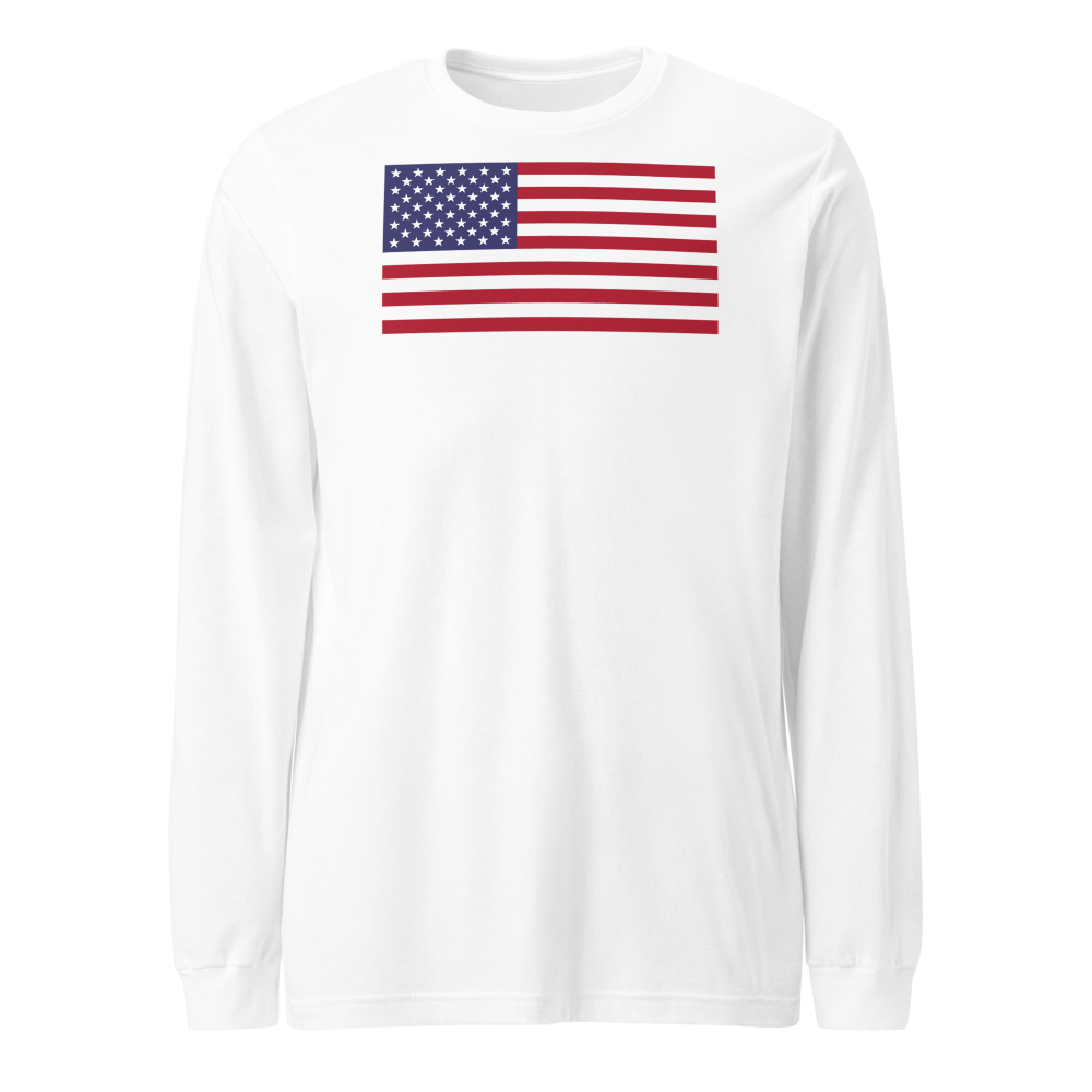 American flag long-sleeve tee — Size: L, Color: Navy