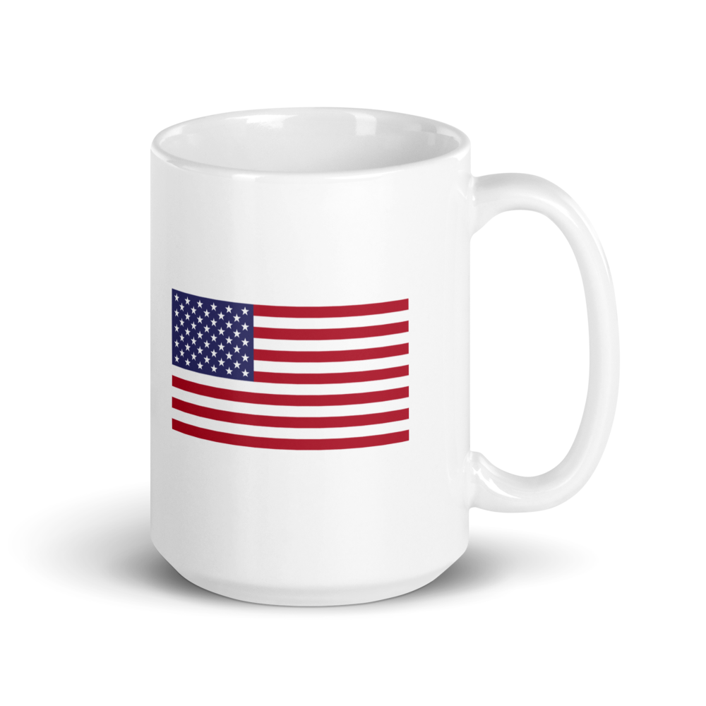American flag mug — Color: White, Size: 15 oz