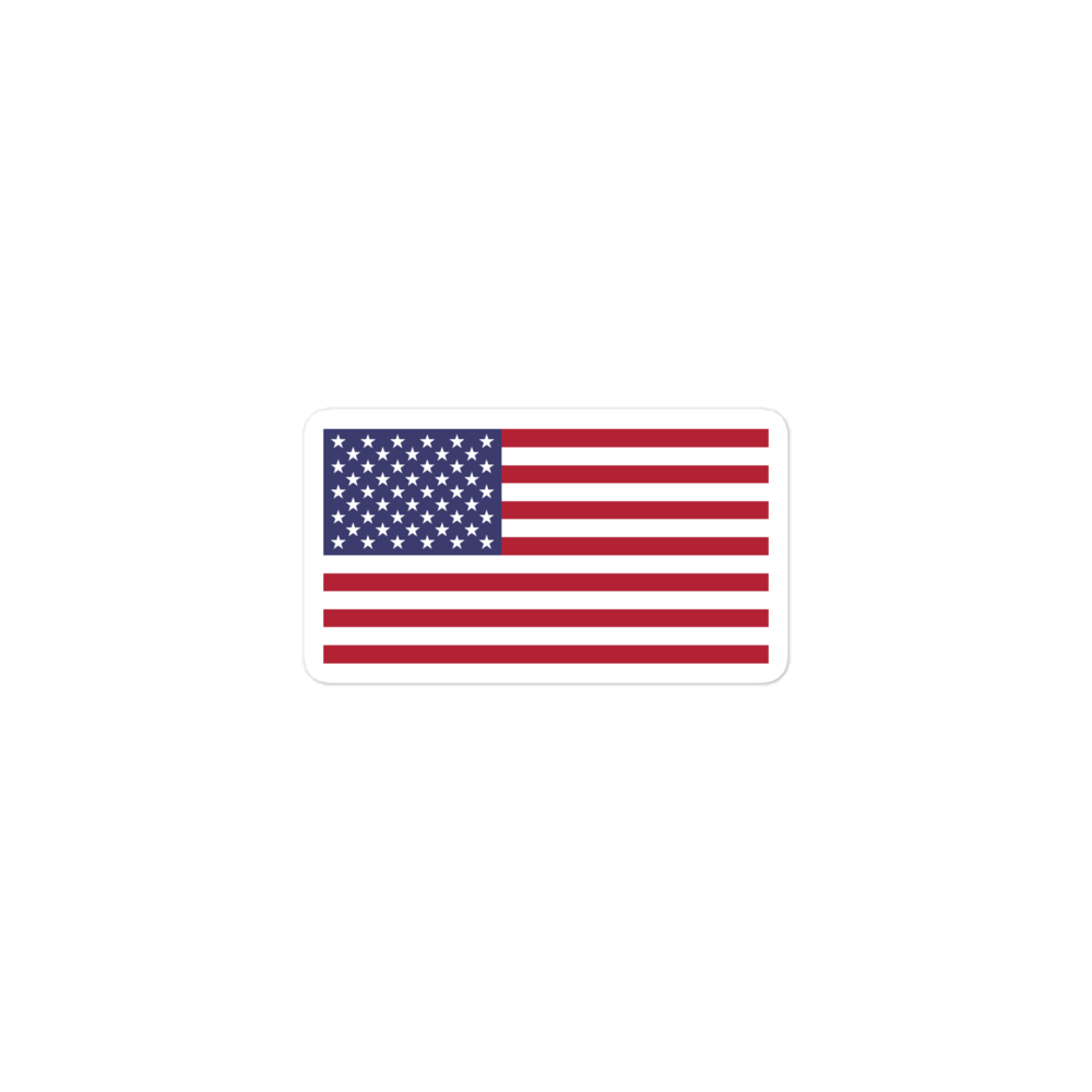 American flag sticker — Size: 3″×3″, Color: White