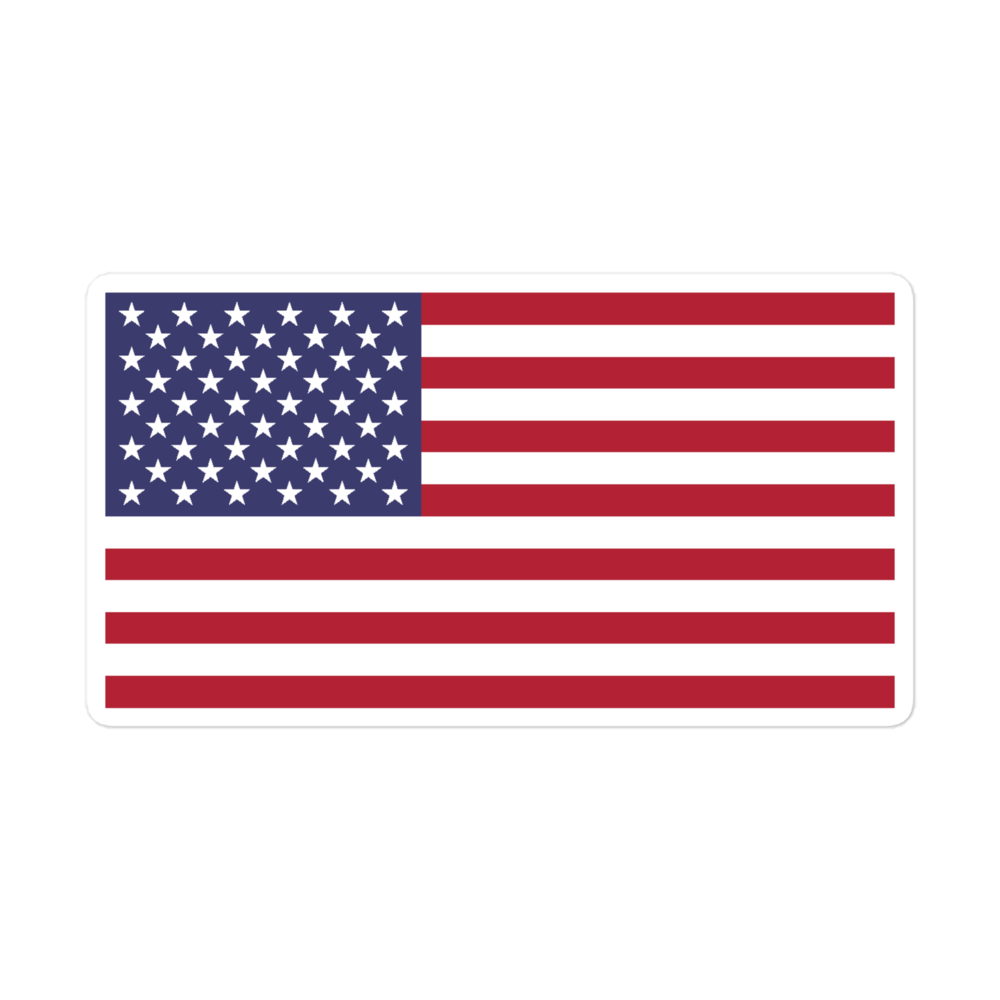 American flag sticker — Size: 4″×4″, Color: White