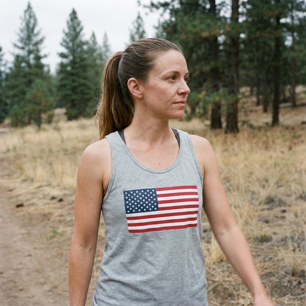 American flag tank top — Size: S, Color: Navy