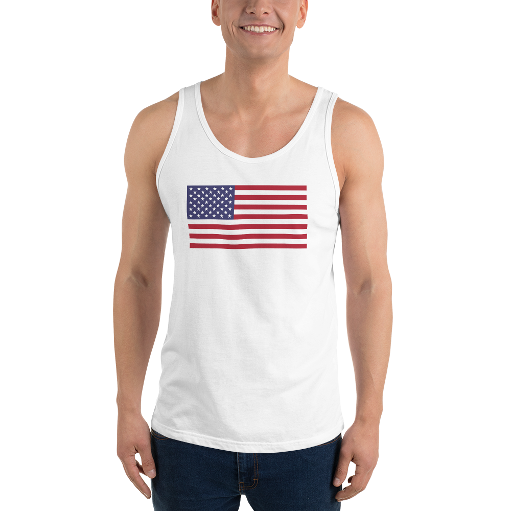 American flag tank top — Size: L, Color: Athletic Heather