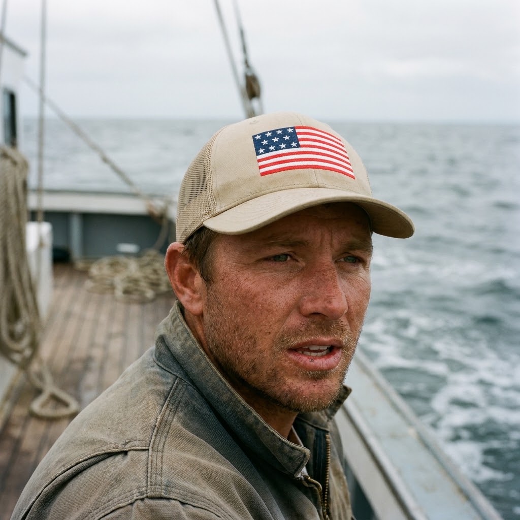 American flag trucker hat — Size: One size, Color: White