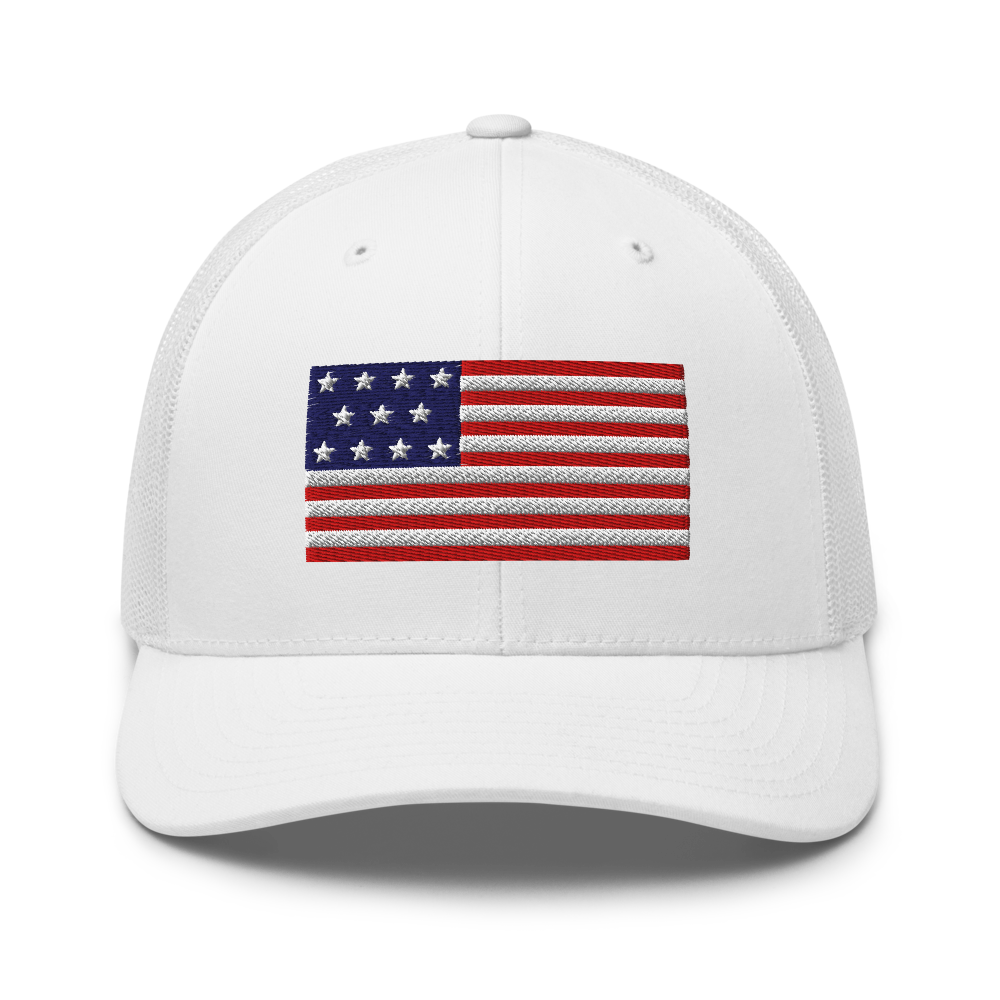 American flag trucker hat — Size: One size, Color: Khaki, White