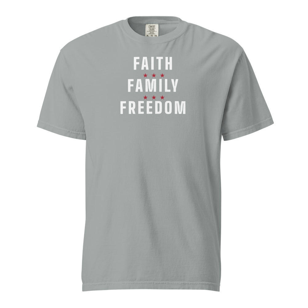 Faith, family, freedom heavyweight tee — Size: 3XL, Color: Ivory