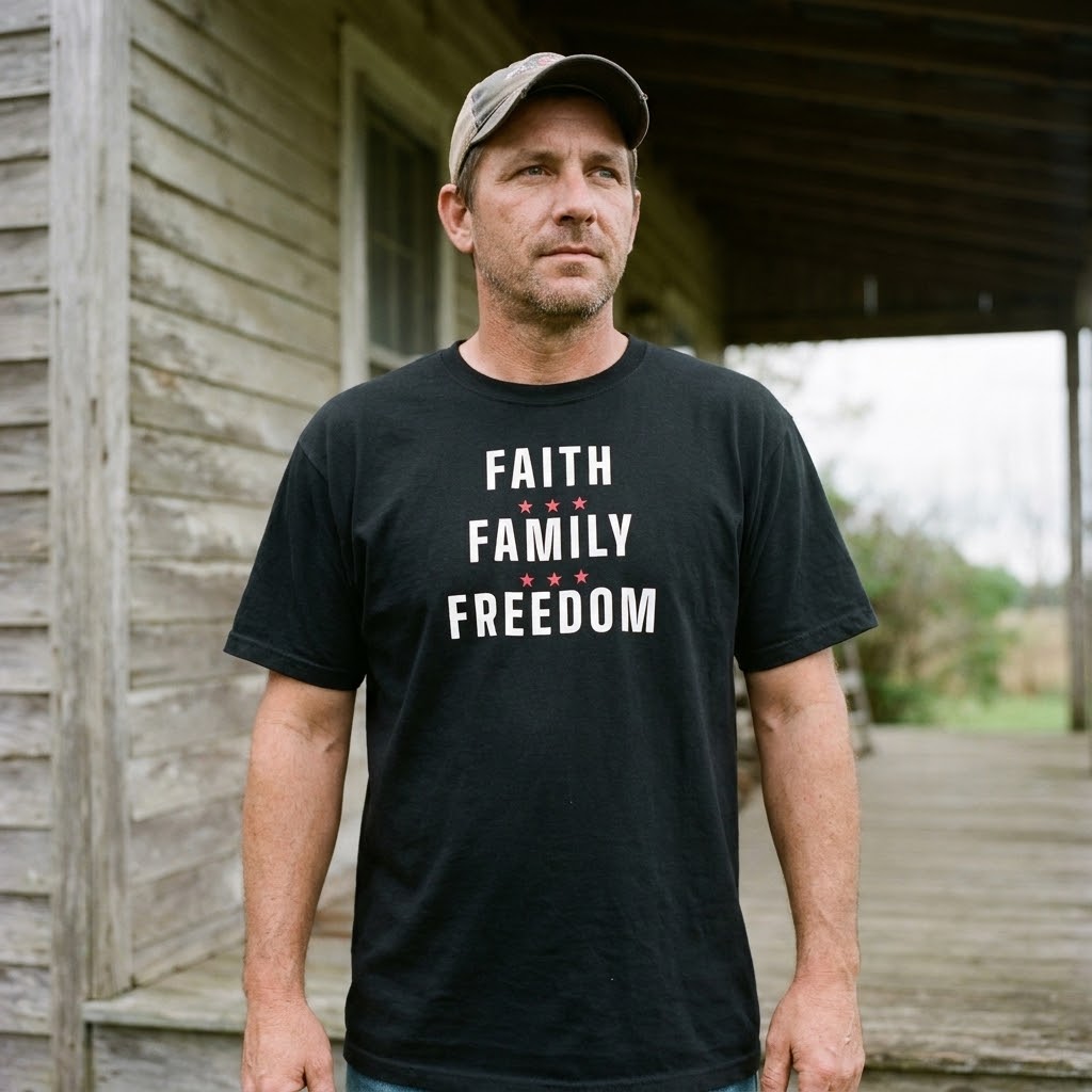 Faith, family, freedom heavyweight tee — Size: M, Color: Granite