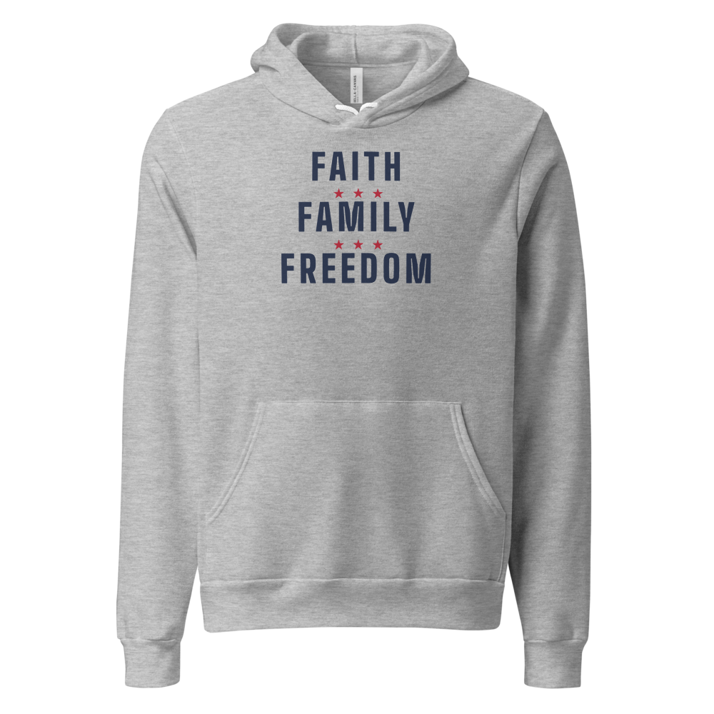 Faith, family, freedom hoodie — Size: XL, Color: Athletic Heather
