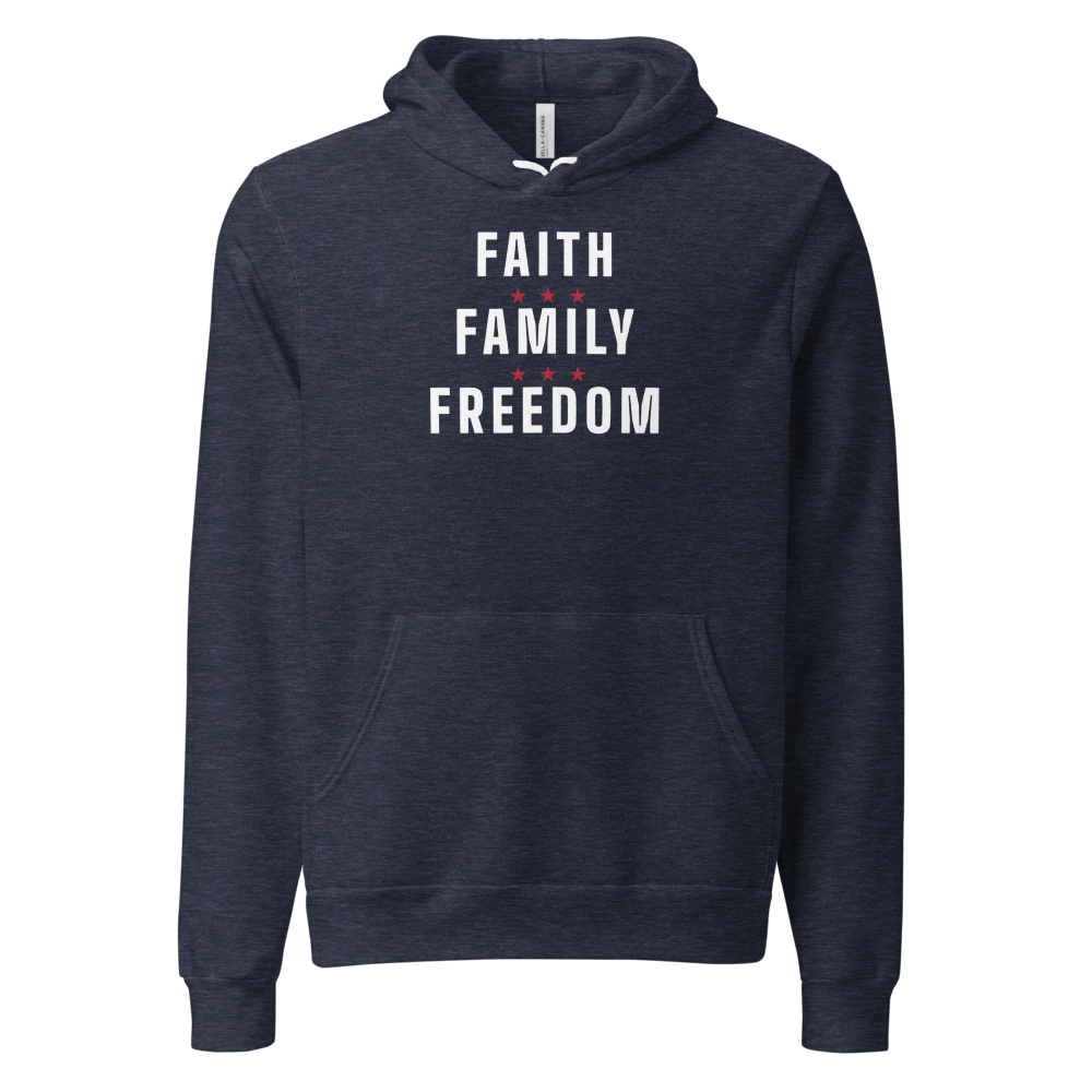 Faith, family, freedom hoodie — Size: L, Color: Heather Navy