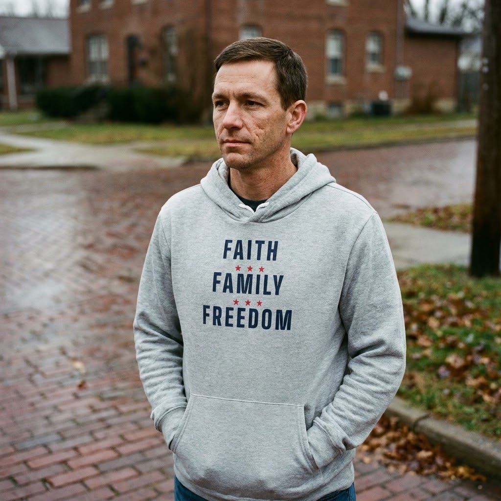Faith, family, freedom hoodie — Size: M, Color: Heather Navy