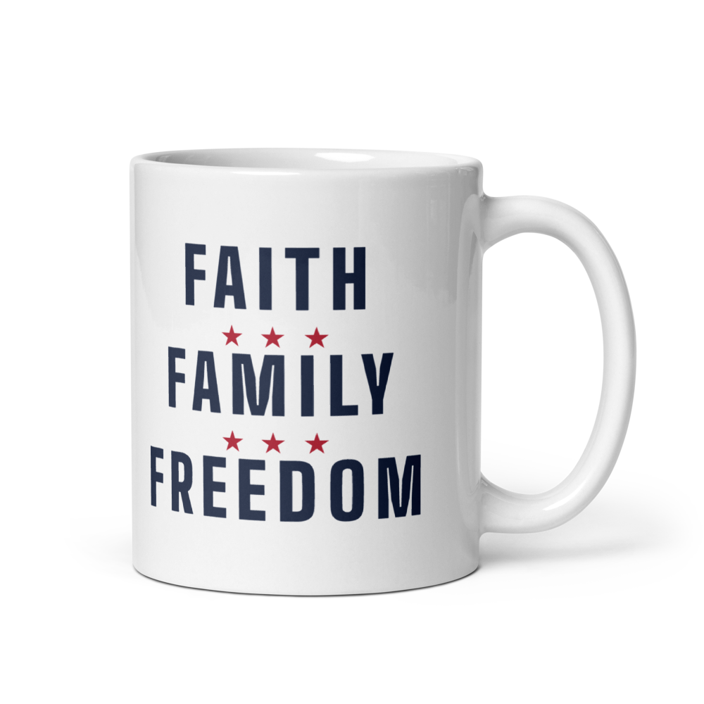 Faith, family, freedom mug — Size: 11 oz, Color: White