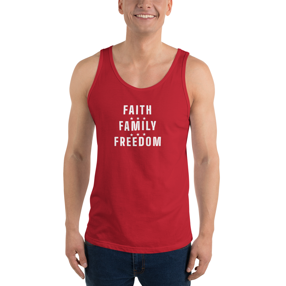 Faith, family, freedom tank top — Color: Red, Size: M