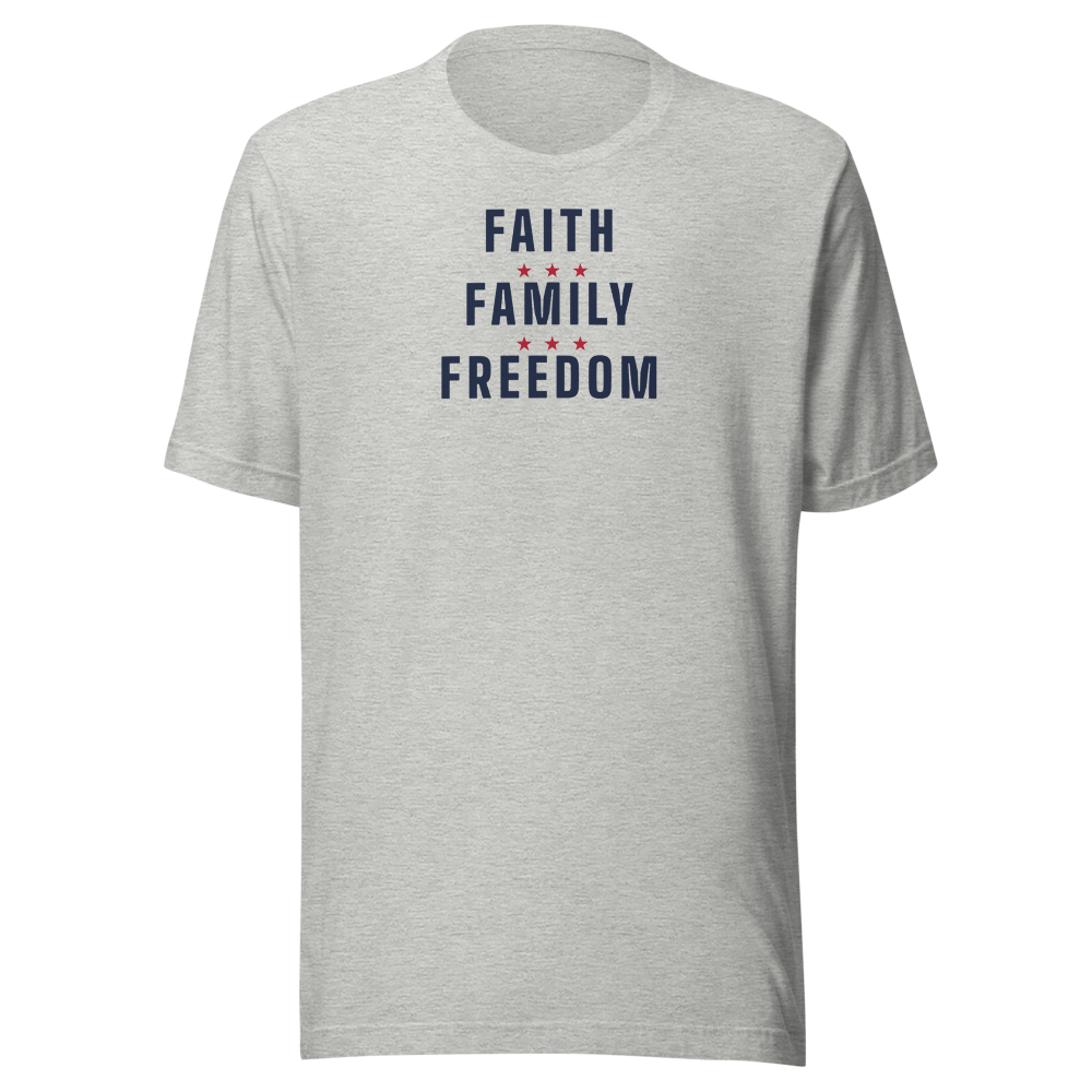 Faith, family, freedom tee — Size: L, Color: Black