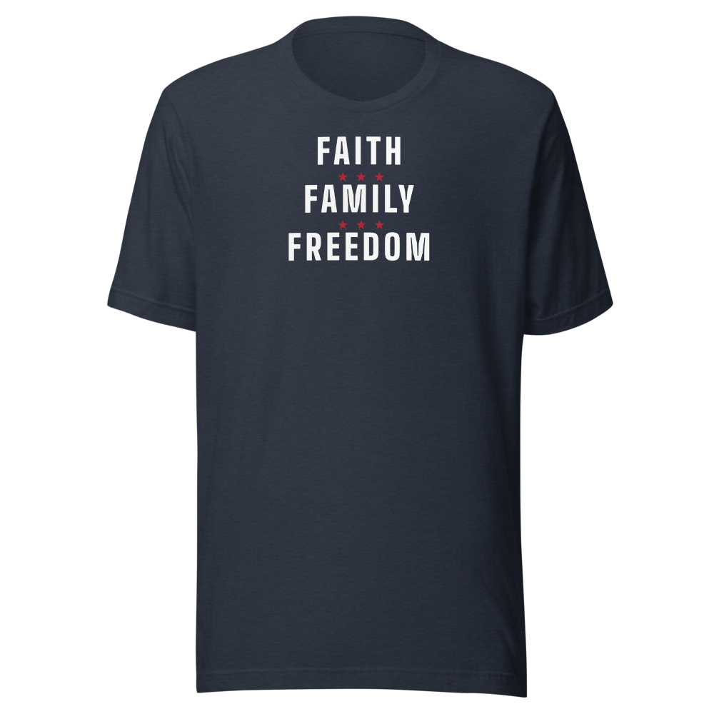 Faith, family, freedom tee — Size: M, Color: White