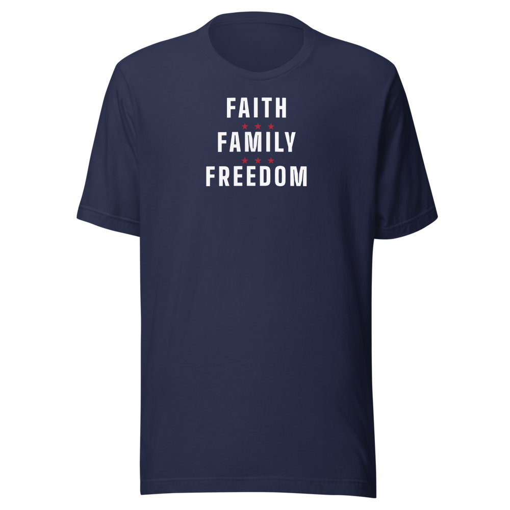 Faith, family, freedom tee — Size: L, Color: Athletic Heather