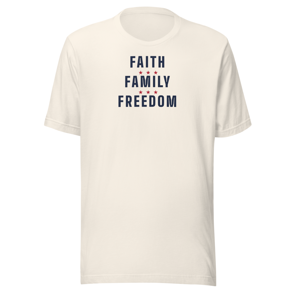 Faith, family, freedom tee — Size: M, Color: Athletic Heather