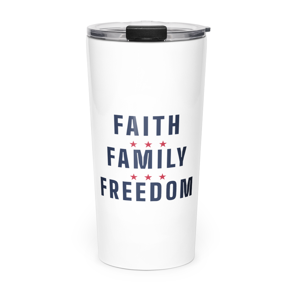 Faith, family, freedom tumbler — Size: 20oz, Color: White