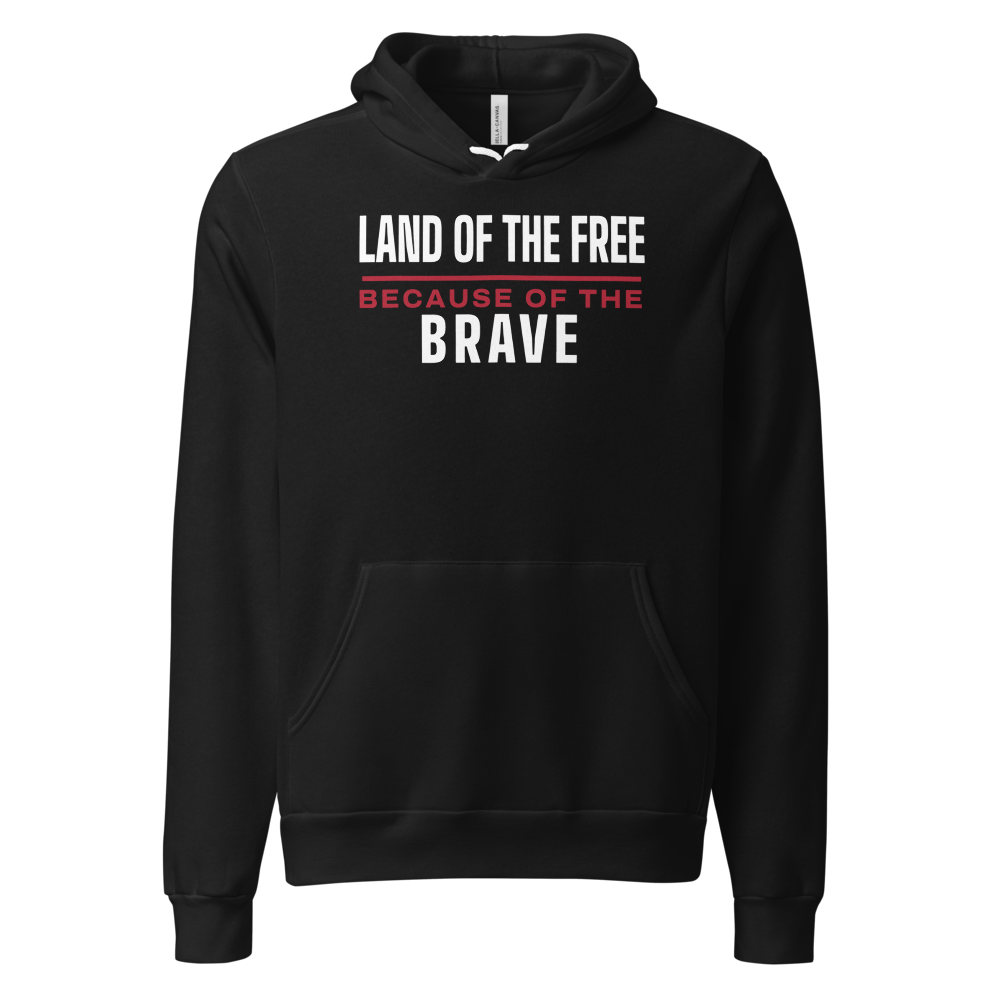 Land of the free because of the brave hoodie — Size: XL, Color: Athletic Heather