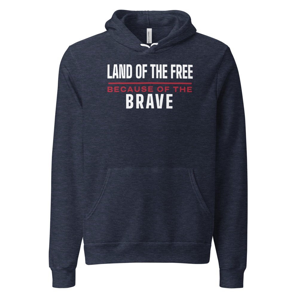 Land of the free because of the brave hoodie — Size: S, Color: Black