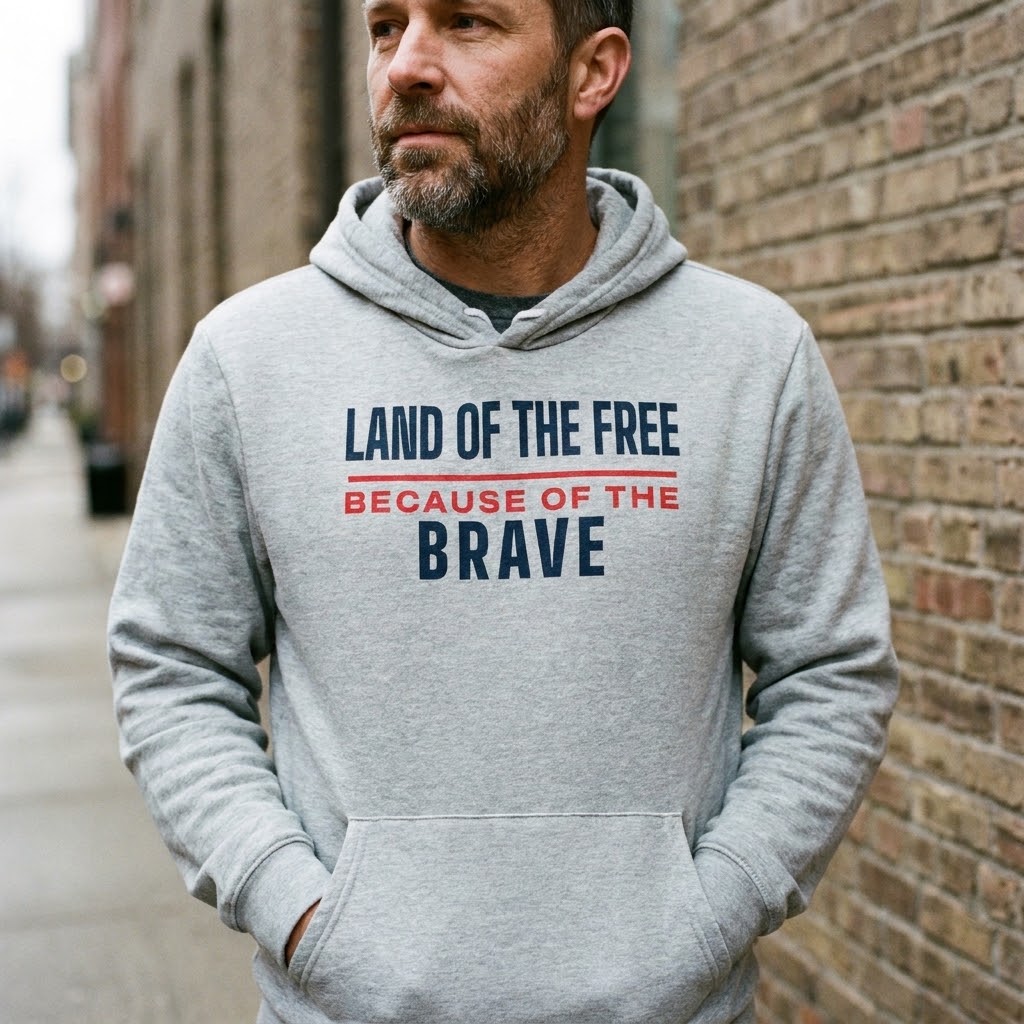 Land of the free because of the brave hoodie — Size: 2XL, Color: Black