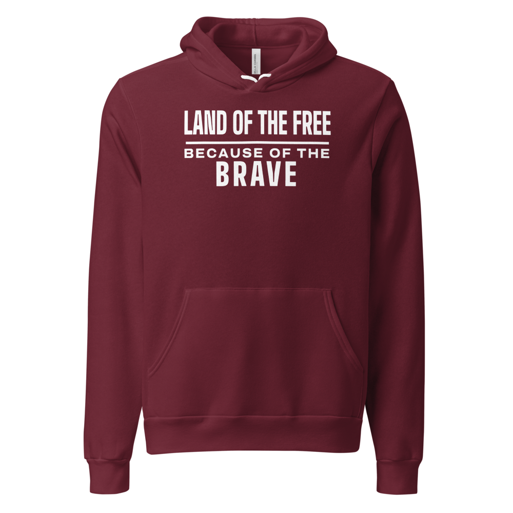 Land of the free because of the brave hoodie — Size: XL, Color: Heather Navy