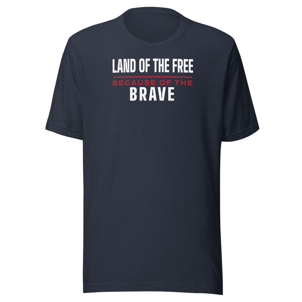 Land of the free because of the brave tee — Size: 2XL, Color: Red