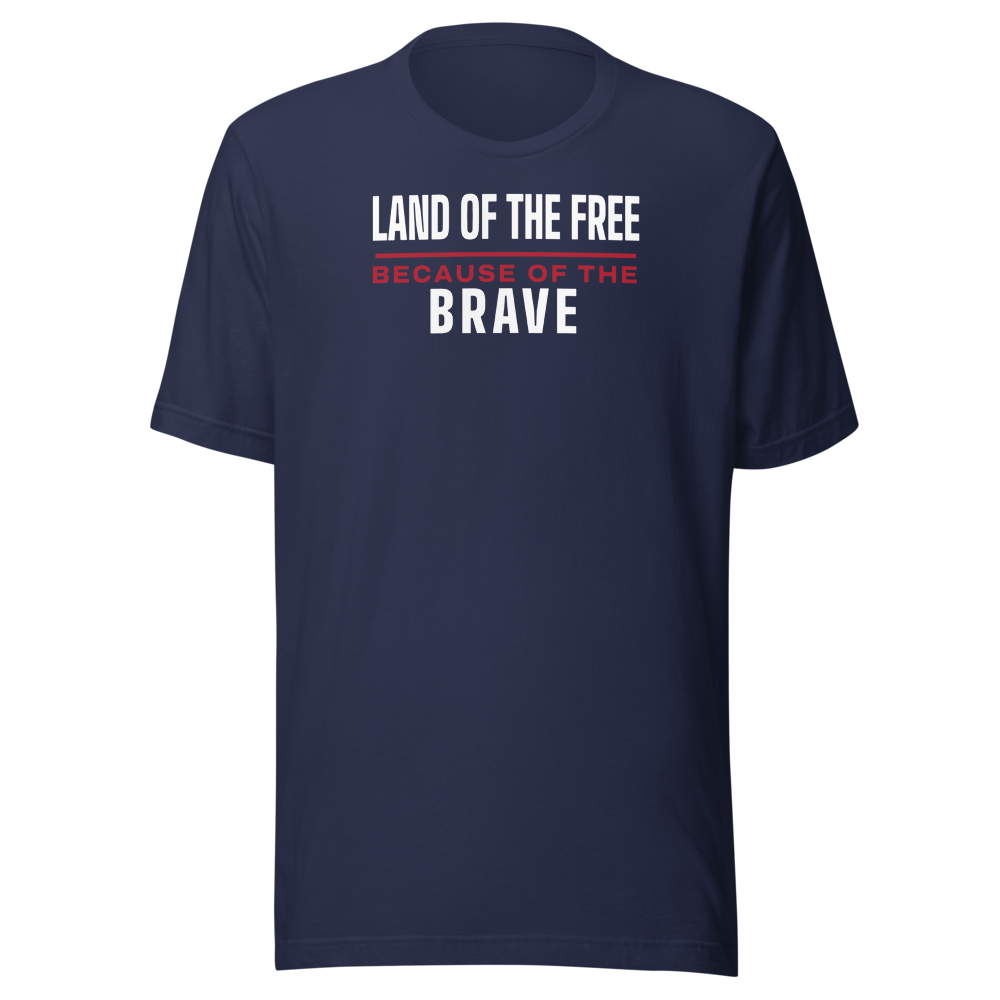 Land of the free because of the brave tee — Size: 3XL, Color: Heather Red
