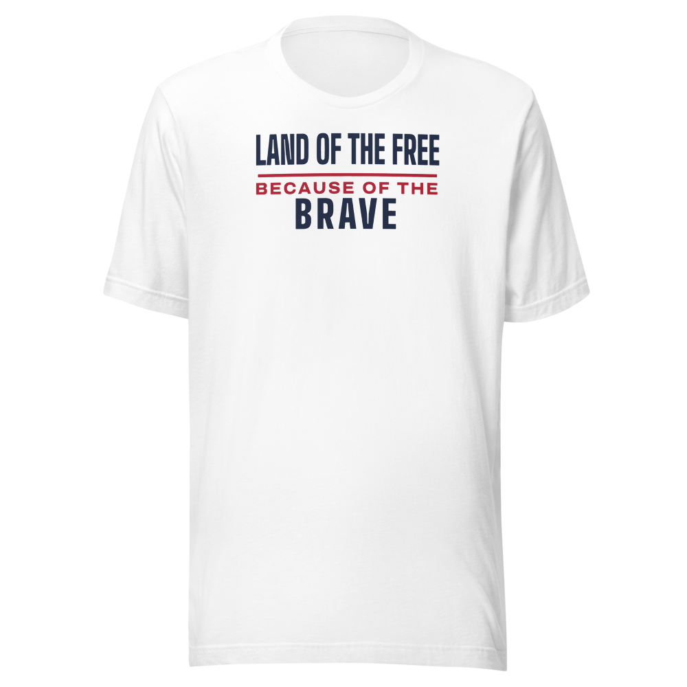 Land of the free because of the brave tee — Size: 2XL, Color: Heather Red