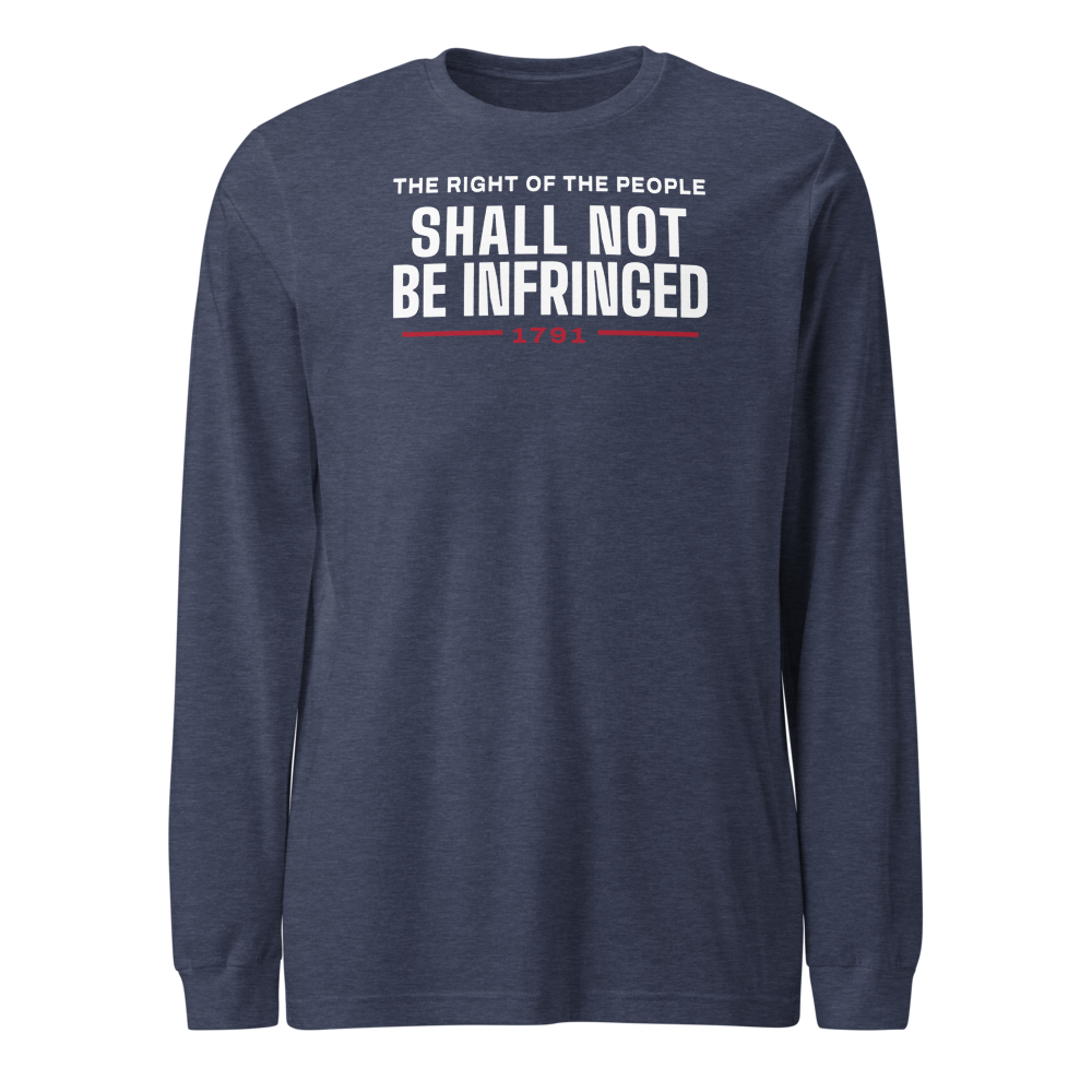 Shall not be infringed long-sleeve tee — Size: XL, Color: Heather Navy