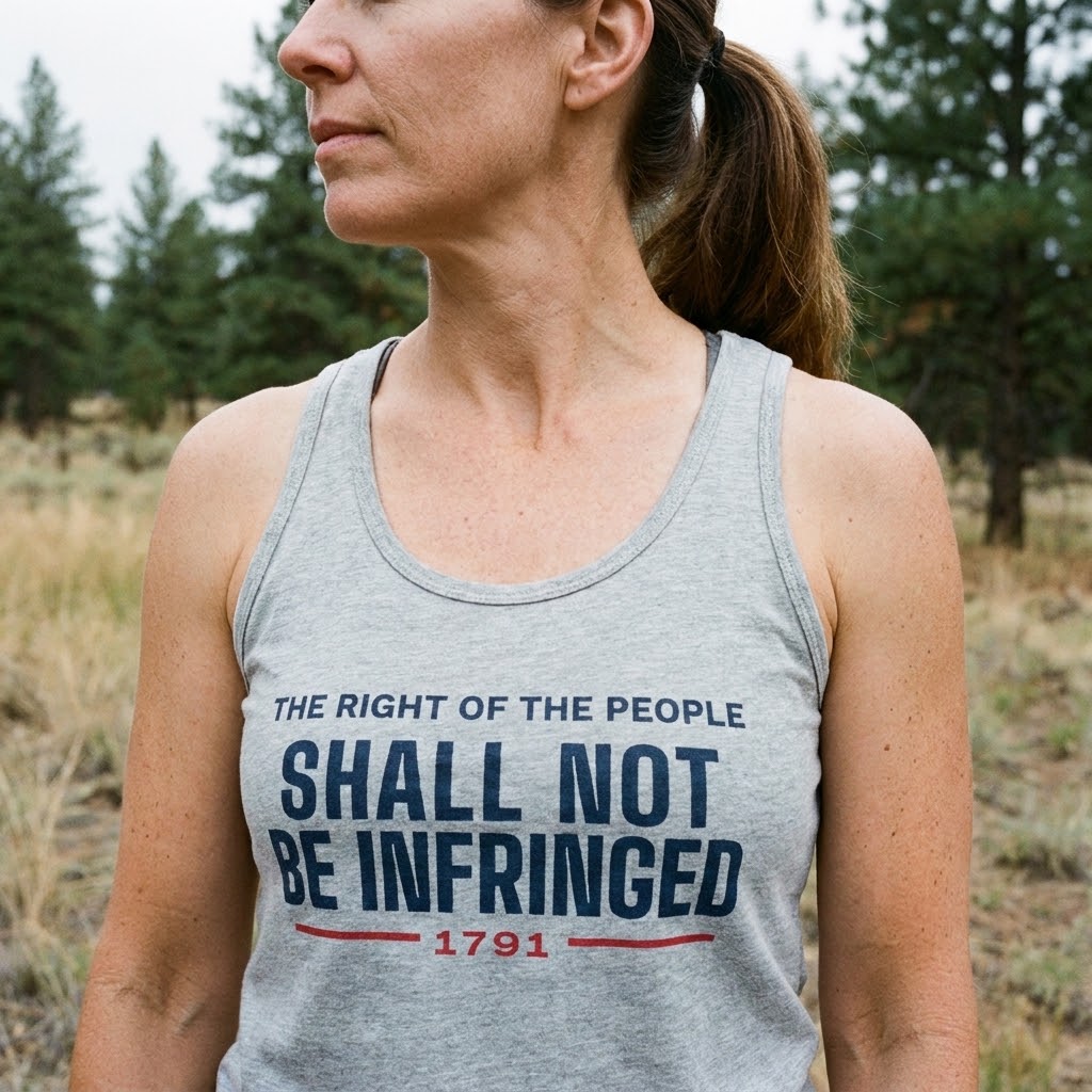 Shall not be infringed tank top — Size: S, Color: White