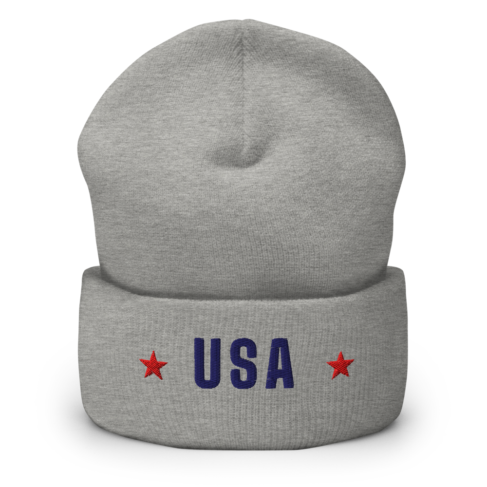 USA star beanie — Size: One size, Color: Heather Grey