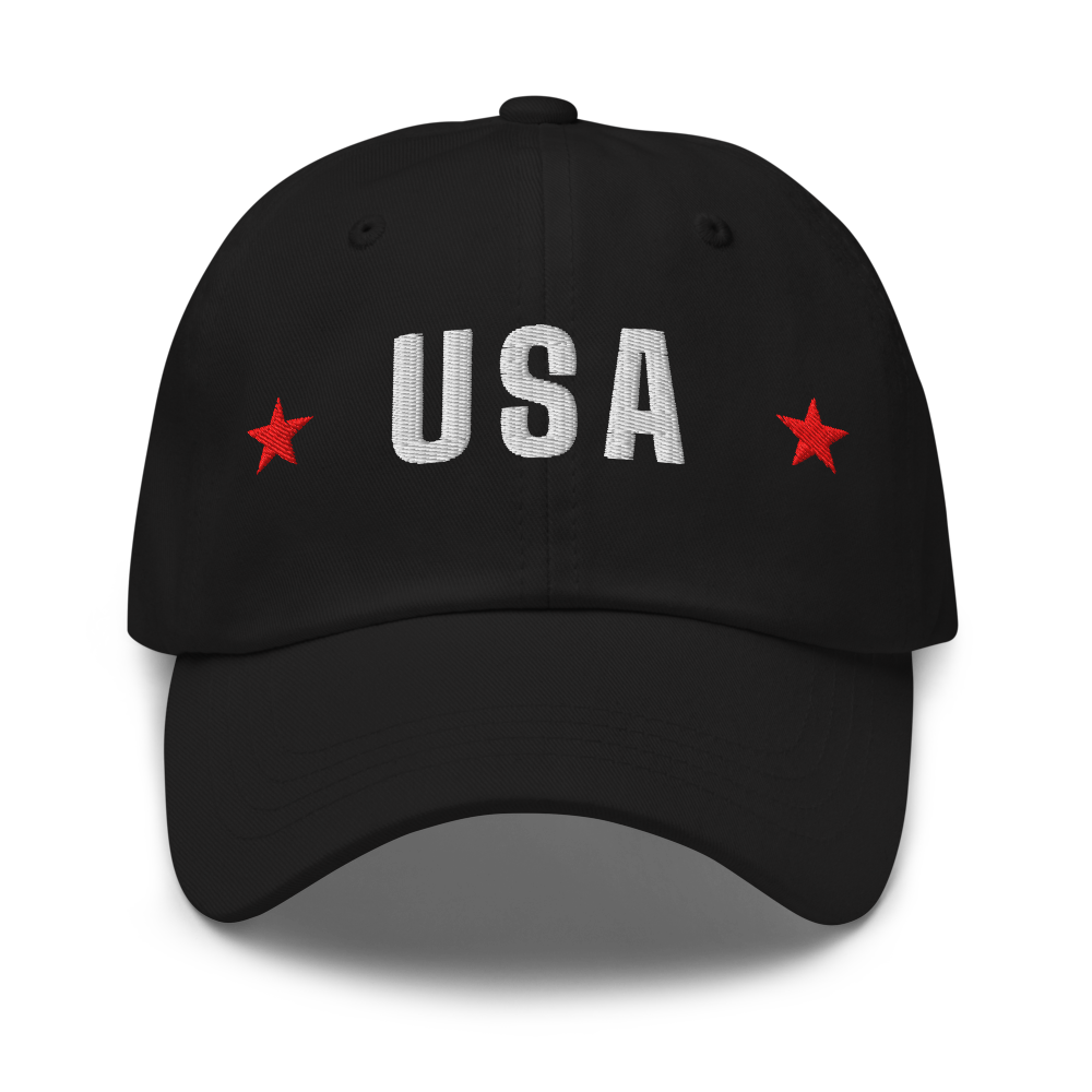 USA star dad hat — Size: One size, Color: Black