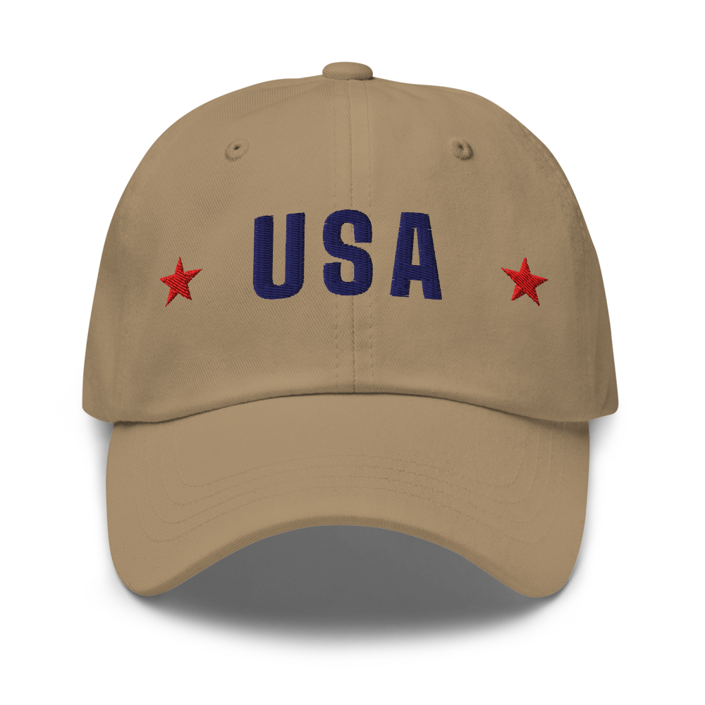 USA star dad hat — Size: One size, Color: Khaki