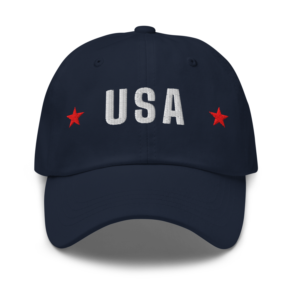 USA star dad hat — Size: One size, Color: White
